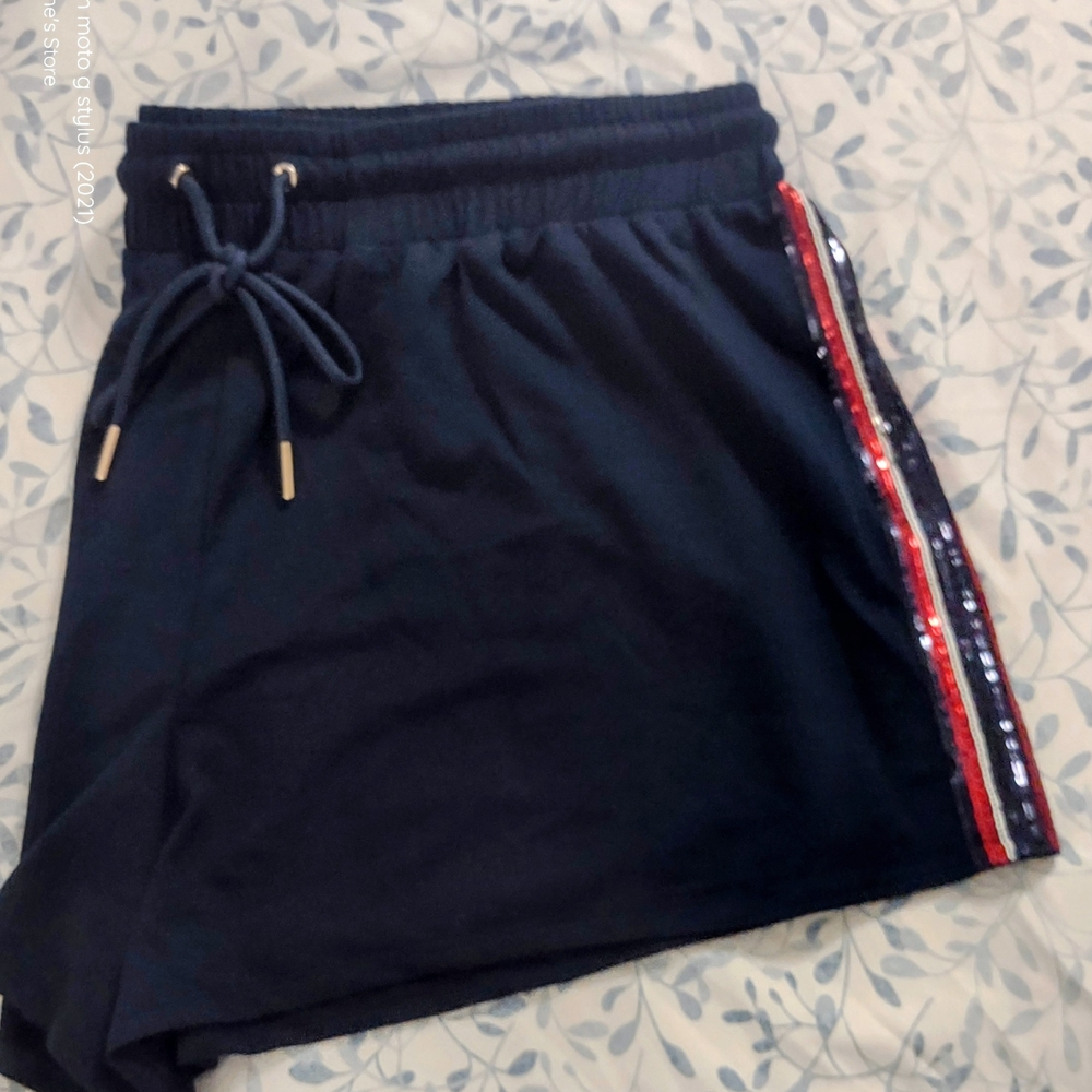 Mary Square Sequin Navy Shorts XXL